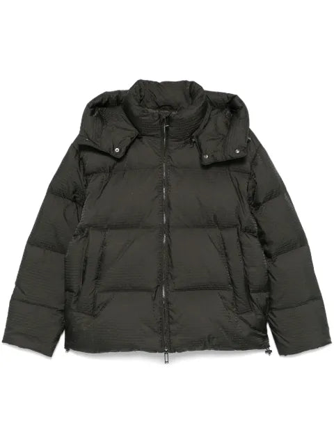 Emporio Armani logo-lettering hooded down jacket
