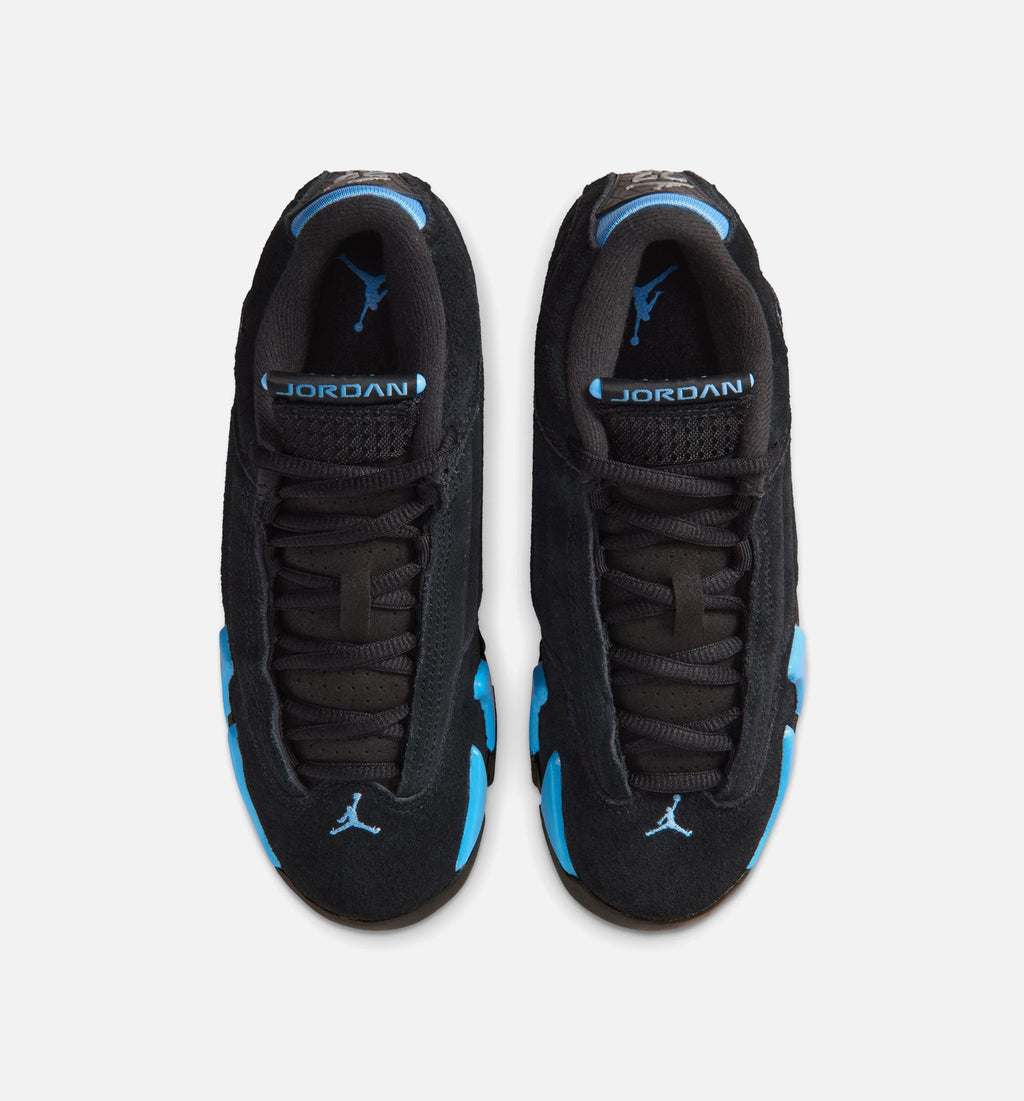 Air Jordan 14 Retro Black and University Blue Big Kids' Sneakers - Black/White/University Blue