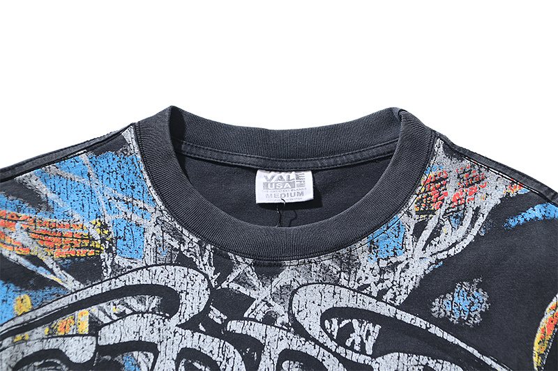 VALE USA Washed Black Graphic T-Shirt