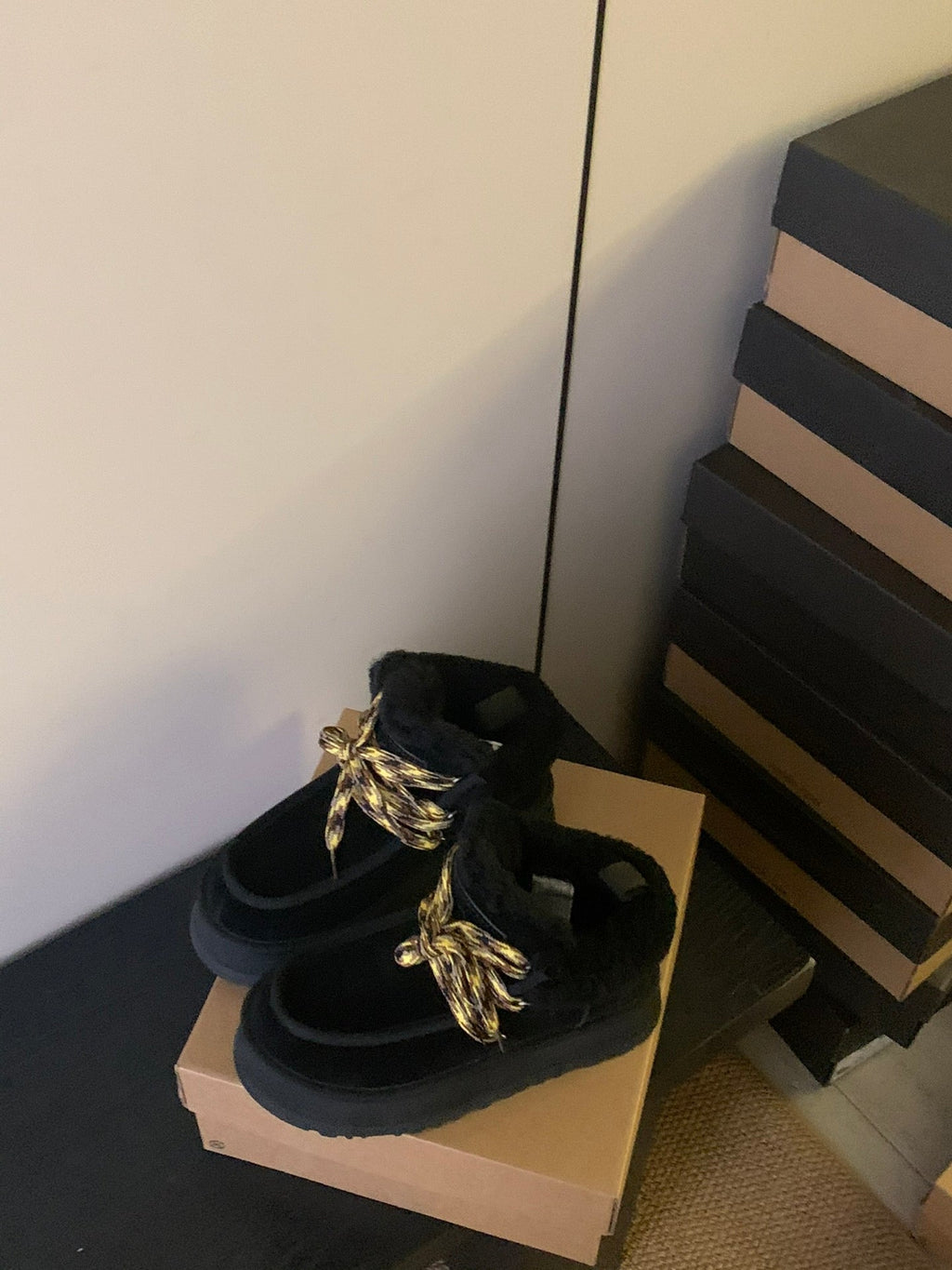 UGG Fluff Lace-Up Ankle Boots