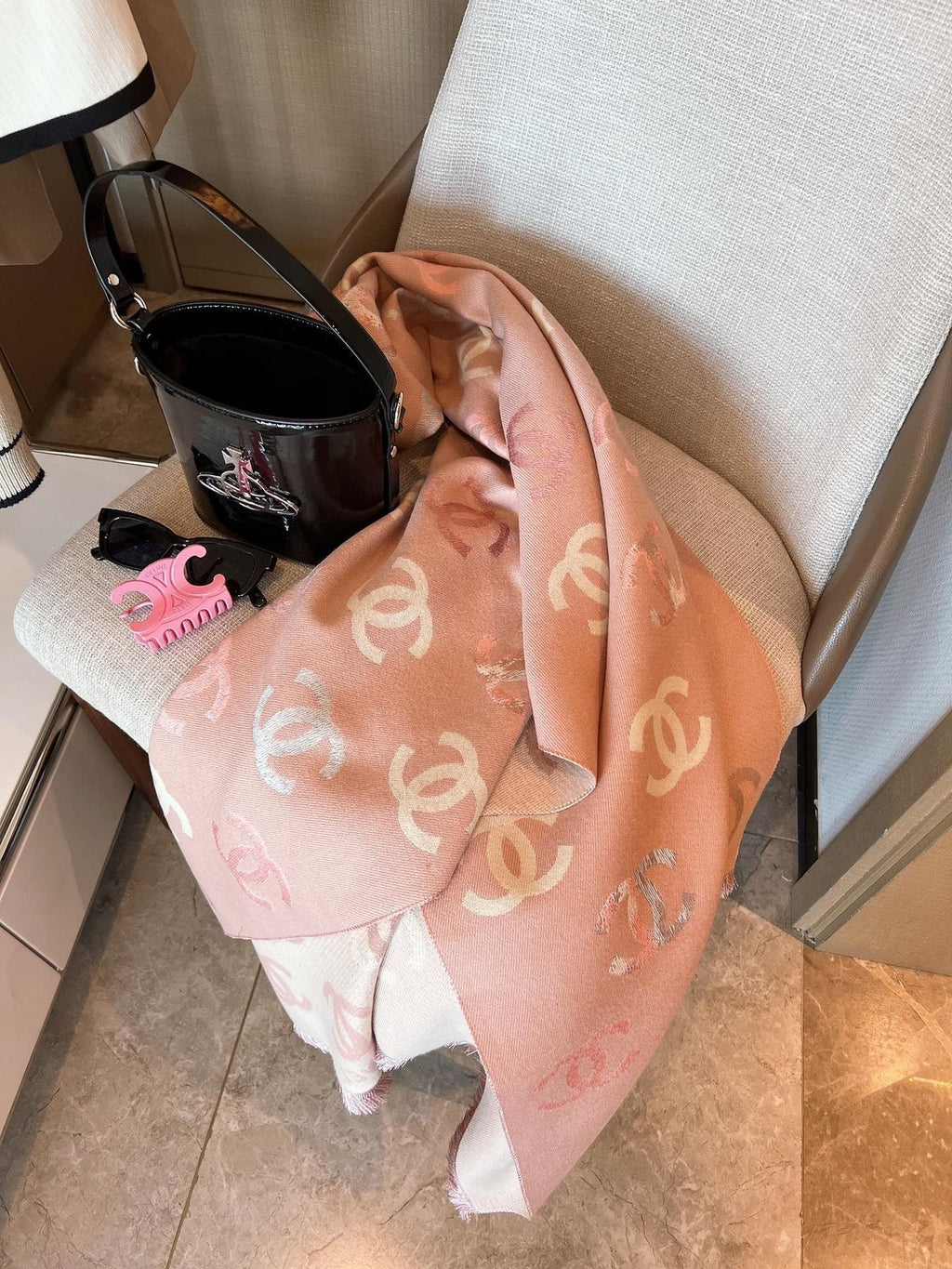 Chanel Motif Fringed Scarf