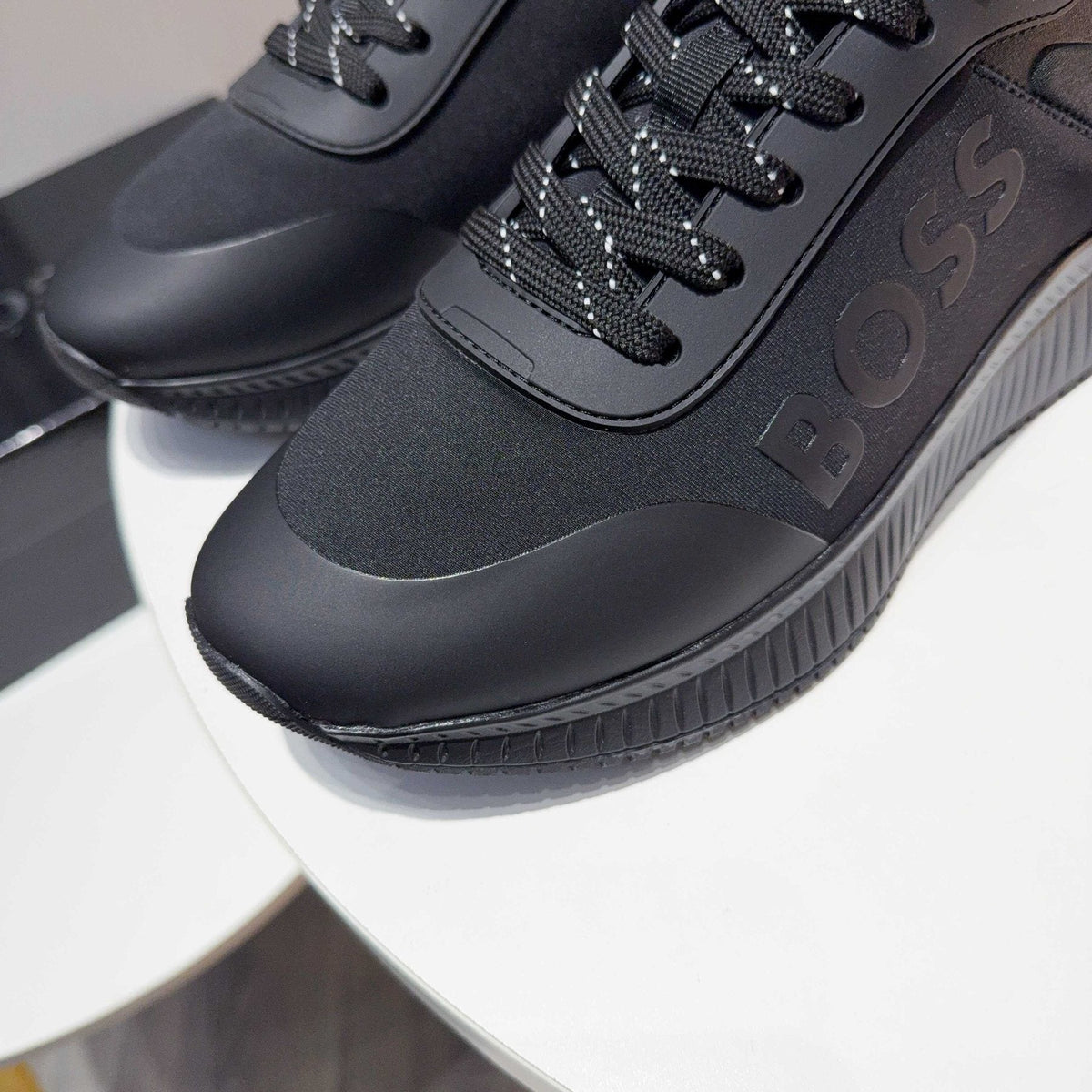 BOSS Black Knit-Look Low-Top Sneakers