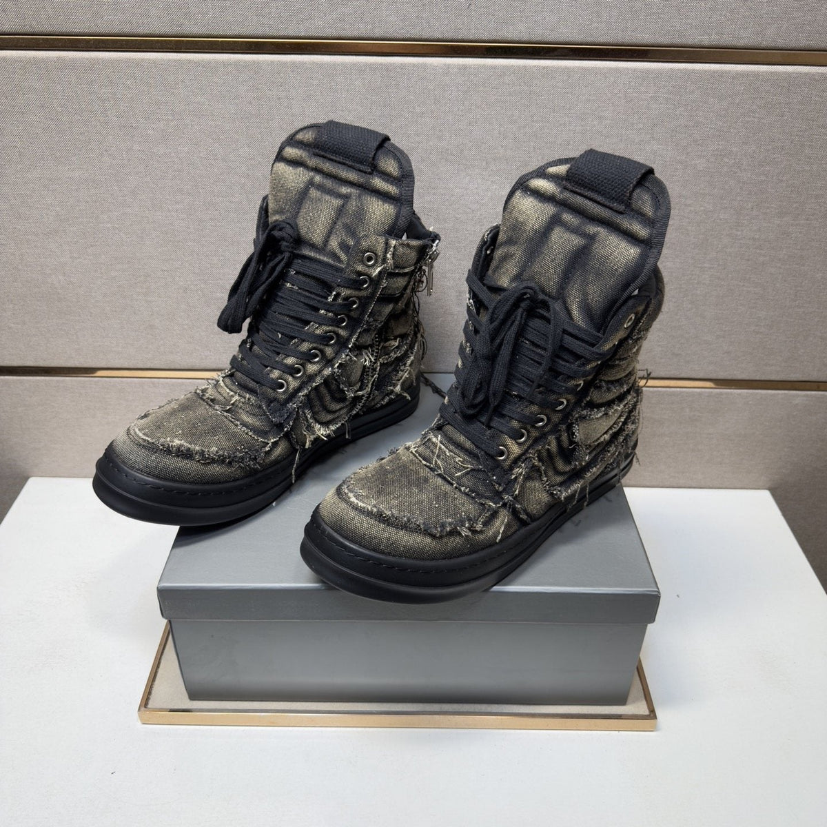 Men's Charcoal Gray and Black High-Top Sneakers