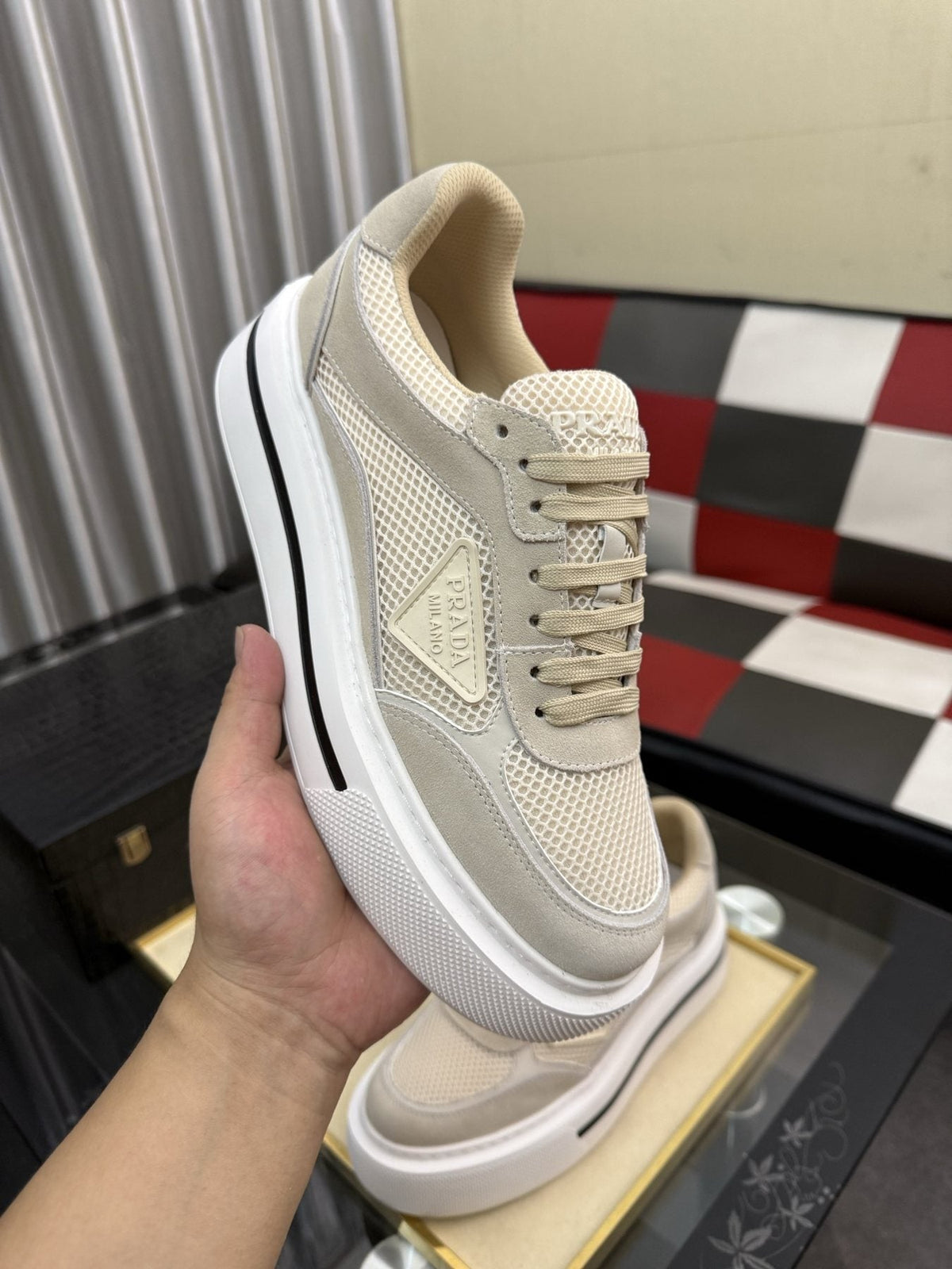 Prada Men's Low-Top Sneakers - Side Stripe